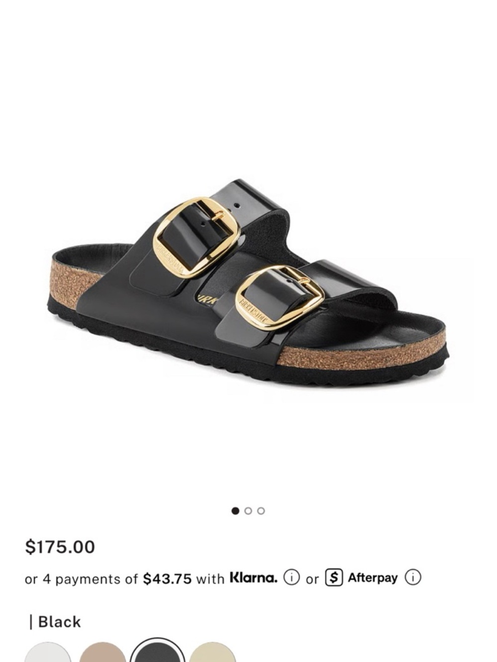 Birkenstock Arizona Big Buckle Sandals Black Gold Size 39 (US 8-8.5) NIB